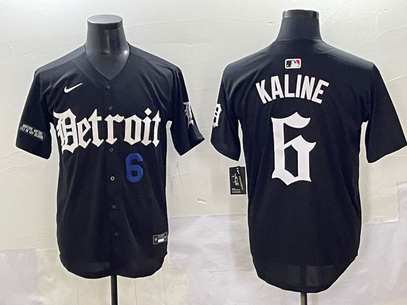 Men 2025 Detroit Tigers #6 Kaline Black Five generations Joint Name Nike MLB Jersey style 7
